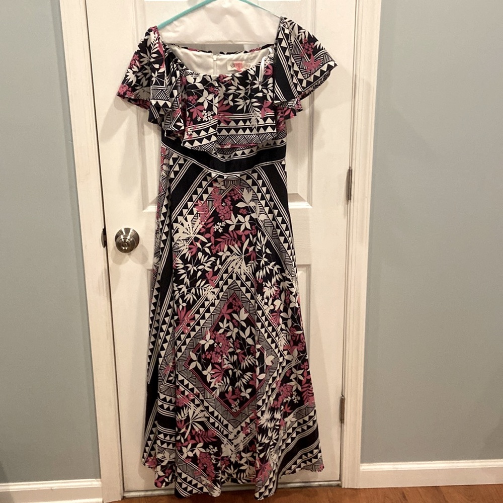 Eliza J Strapless Geometric Maxi Dress